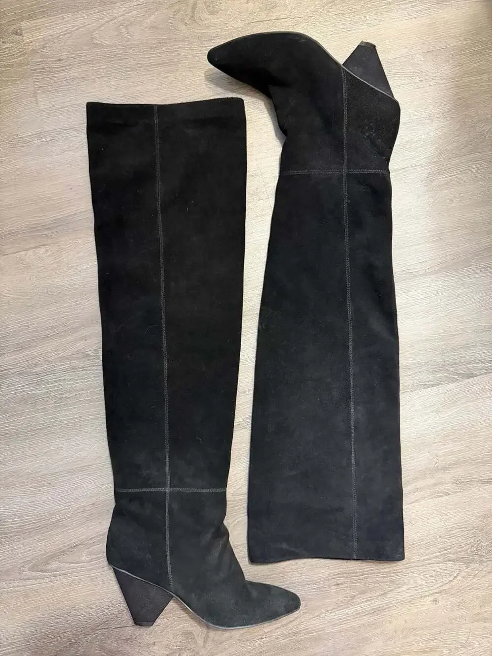 Jeffrey Campbell Senita Black Suede Over-the-Knee Boots b2